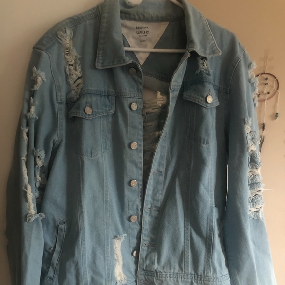 ASOS Ripped Light Wash Denim Jacket - Picture 1 of 2